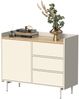 Kommode Velina Creme 100 x 82 cm mit 3 Schubladen und 1 Tür Vicco Bild 5