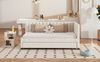 Ausziehbett 90×200 cm mit Lattenrost und gepolstertem Kopfteil, Beige, ohne Matratze Bild 2