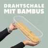 eluno Drahtkorb mit Bambusboden, Obstschale, Brotkorb, matt weiß Bild 3