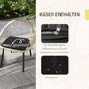 Gartenset 3-teilig Rattan Armlehnstühle mit Kissen Tisch Stahlplatte Terrasse Balkon Bild 4