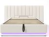 Polsterbett, PU mit Stauraum, LED & USB-Anschluss, 180x200 cm, Weiß, mit Matratze Bild 5