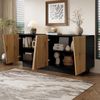 Sideboard 160 cm Schwarz Modern mit Holzoptik - Schrank für Wohnzimmer Esszimmer mit verstellbarem Boden & großem Stauraum Bild 5