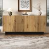 Sideboard 160 cm Schwarz Modern mit Holzoptik - Schrank für Wohnzimmer Esszimmer mit verstellbarem Boden & großem Stauraum Bild 4