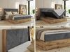 Doppelbett, Boxspringbett mit Bettkästen, Multipocket-Matratze und Topper, Set mit Kopfteil, Eiche Wotan Holzrahmen - WOOD CLASSIC - 160 x 200 cm - Grau Cord - H4 Bild 2