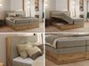 Boxspringbett, Set mit zwei Multipocket-Matratze und Topper, hohe Kopfteil, Eiche Wotan Holzrahmen - WOOD CLASSIC KING - 140 x 200 cm - Dunkelbeige Struktur - H4 Bild 2