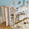Bett Etagenbett 90x200 cm mit Stauraum und Kleiderschrank – Weiß/Natur, kinderfreundlich und platzsparend Bild 3