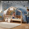 Bellabino 'Abia' Hausbett 90x200 cm mit Matratze, natur, Kiefer Massivholz, Montessori Kinderbett mit Rausfallschutz und Lattenrost Bild 5