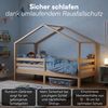 Bellabino 'Abia' Hausbett 90x200 cm mit Matratze, natur, Kiefer Massivholz, Montessori Kinderbett mit Rausfallschutz und Lattenrost Bild 3