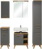 Pelipal Badmöbel-Set, Quickset 924, Quarzgrau Glanz/Riviera Eiche - Waschbeckenunterschrank, Spiegelschrank, Hochschrank, Unterschrank, Hängeschrank Bild 2