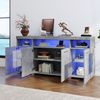 Sideboard Wohnzimmer 140x40 cm Zementgrau Glasfront LED Beleuchtung 16 Farben Schubladen Industriestil Bild 4