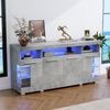 Sideboard Wohnzimmer 140x40 cm Zementgrau Glasfront LED Beleuchtung 16 Farben Schubladen Industriestil Bild 3