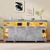 Sideboard Wohnzimmer 140x40 cm Zementgrau Glasfront LED Beleuchtung 16 Farben Schubladen Industriestil Bild 2