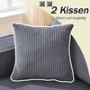 LVHOM L-Form Ecksofa mit Chaiselongue, 3-Sitzer Sofa mit 2 Kissen, Cloud Sofa aus Cordstoff, kein Aufbau erforderlich, Skandinavisches Design, Grau Bild 5