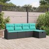 vidaXL Garten-Sofa-Set mit Kissen 5 pcs Schwarz Poly Rattan 3360397 Bild 1
