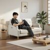 2-Sitzer Sofa mit USB-Anschluss, Stoffbezug & Holzbeinen, 135 x 72 x 85 cm, Beige Bild 2