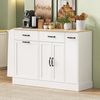 Merax Kücheninsel, Sideboard mit unterschiedlichen Schubladen, Buffetschrank mit Abfallbehälterfach und externer Gewürzregal für Esszimmer, Wohnzimmer und Küche (Weiß) Bild 2