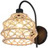 Boho LED Wandleuchte mit Schalter & Lampenschirm geflochten Hanfseil, Höhe 32cm Bild 2