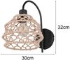 Boho LED Wandleuchte mit Schalter & Lampenschirm geflochten Hanfseil, Höhe 32cm Bild 3