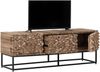 TV Board Sticks aus Teakholz, massives Design, natur, 145 cm breit, Metallgestell Bild 2