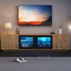 TV-Schrank 180 x 40 x 45 cm in Naturholzoptik mit Glas, 4 Türen und LED-Beleuchtung Bild 2