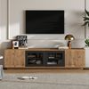 TV-Schrank 180 x 40 x 45 cm in Naturholzoptik mit Glas, 4 Türen und LED-Beleuchtung Bild 4