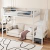 Kinder Hochbett 90x200 cm Metall mit Regalen Stauraum Leiter und Spielbereich unter dem Bett Weiss Bild 3