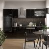 Küchenzeile R-Line Schwarz Hochglanz/Anthrazit 300 cm mit Hochschrank, AP Marmor Vicco Bild 4