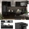 Küchenzeile R-Line Schwarz Hochglanz/Anthrazit 300 cm mit Hochschrank, AP Marmor Vicco Bild 2