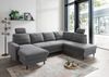 Wohnlandschaft U-Form Sofa Schlaffunktion Couch Bettkasten Cord Dunkelgrau Bild 2