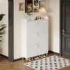 Schuhschrank, 80x23,5x123,5 cm, weißer Schuhschrank mit 3 Klappen & 6 Fächern, verstellbare Regale Bild 2