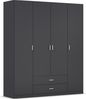 rauch Kleiderschrank, Drehtürenschrank GAMMA, 4-türig, 2 Schubkästen, Grau metallic, 181 x 210 x 54 cm Bild 3