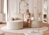 Ecksofa Designersofa Sofa ARLET in Stoff Abriamo Hellbeige Ottomane Links Bild 3