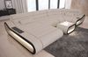 Wohnlandschaft Stoff Concept mit LED - Mikrofaserstoff - Elfenbein-Schwarz - Links Bild 2