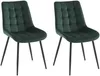 Vente-unique - OLLUA Stuhl StoffSamt Grün - B 60 cm x H 87 cm x L 49,5 cm Bild 2