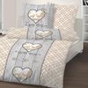 MTOnlinehandel Bettwäsche Landhaus Vintage, 100% Baumwolle, Renforcé, 4 teilig, Oktoberfest Partnerbettwäsche in Karo-Design und Holzoptik Bild 3