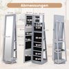 360° Drehbarer Schmuckschrank mit Ganzkörperspiegel Spiegelschrank mit Schmuckaufbewahrung Grau Bild 2