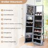 360° Drehbarer Schmuckschrank mit Ganzkörperspiegel Spiegelschrank mit Schmuckaufbewahrung Grau Bild 3