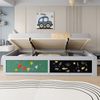 Holzbett, mit hydraulischer Verstellung Schreibplatte filzbezogene Oberseite Stauraum für Bücher links/rechts montierbar Einzelbett Kinderbett, Holzwerkstoff, Grau, 90 x 200 cm Bild 3