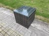 Fimous Rattan Garten Outdoor Möbel Set Patio Einstellbarer Aufsteigenderr Esstisch mit Beistelltisch Großer Fußhocker Bild 5