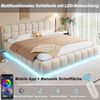 Merax Polsterbett 180 x 200 cm Doppelbett, Mit Lichtleiste, Kopfteil und Bettseiten mit voluminöser, Solider Formgebung, Ausgestattet mit hydraulischer Staufunktion, Samt, Beige Bild 5