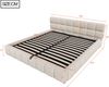 Merax Polsterbett 180 x 200 cm Doppelbett, Mit Lichtleiste, Kopfteil und Bettseiten mit voluminöser, Solider Formgebung, Ausgestattet mit hydraulischer Staufunktion, Samt, Beige Bild 4