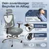 CLOUVOU CleverSeat, ergonomischer Bürostuhl, Rückenlehne mit Mesh Bezug, 4D-Armlehnen, 3D-Kopfstütze, BladeWheels, Anthrazit Bild 2