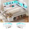 MSMASK Daybett Schlafsofa mit LED-Beleuchtung & Ladestation, Jugendbett Kinderbett, mit Integriertem Bücherregal & 6 Schubladen, 140x190cm Bild 5