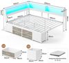 MSMASK Daybett Schlafsofa mit LED-Beleuchtung & Ladestation, Jugendbett Kinderbett, mit Integriertem Bücherregal & 6 Schubladen, 140x190cm Bild 4
