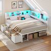 MSMASK Daybett Schlafsofa mit LED-Beleuchtung & Ladestation, Jugendbett Kinderbett, mit Integriertem Bücherregal & 6 Schubladen, 140x190cm Bild 2