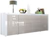 Vladon Sideboard La Paz V2, Kommode mit 2 Türen, 2 Schubkästen und 2 Klappen, Weiß Hochglanz/Sandgrau Hochglanz/Weiß Hochglanz (200 x 72 x 35 cm) Bild 4
