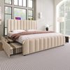Polsterbett 180×200 cm mit 4 Schubladen, USB/Typ-C, Matratze inklusive, Beige Bild 4