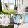 LuxusKollektion Hängesessel Hängematte Schaukelstuhl Baumwollcanvas 2 Kissen Außen Beige Bild 2