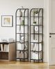 Bücherregal, 6 Ebenen Standregal, DVD-Regal, Schmale Regale, Offenes Regal, Industriestil, Metallrahmen, Geeignet für Arbeitszimmer, Wohnzimmer, Schlafzimmer, Küche, Schwarz Bild 3