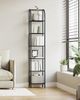 Bücherregal, 6 Ebenen Standregal, DVD-Regal, Schmale Regale, Offenes Regal, Industriestil, Metallrahmen, Geeignet für Arbeitszimmer, Wohnzimmer, Schlafzimmer, Küche, Schwarz Bild 4